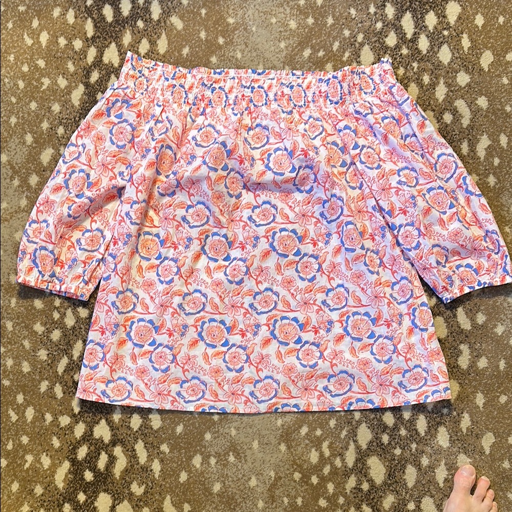 Colorful Vineyard Vines Floral Off-Shoulder Woven Blouse